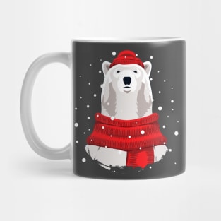 Polar bear in red hat and scarf Mug